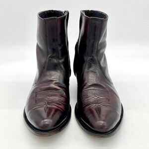 LAREDO Men's Fletcher Zip-Up R-Toe Cowboy Boots 11D Wine Hipster Beatles $160